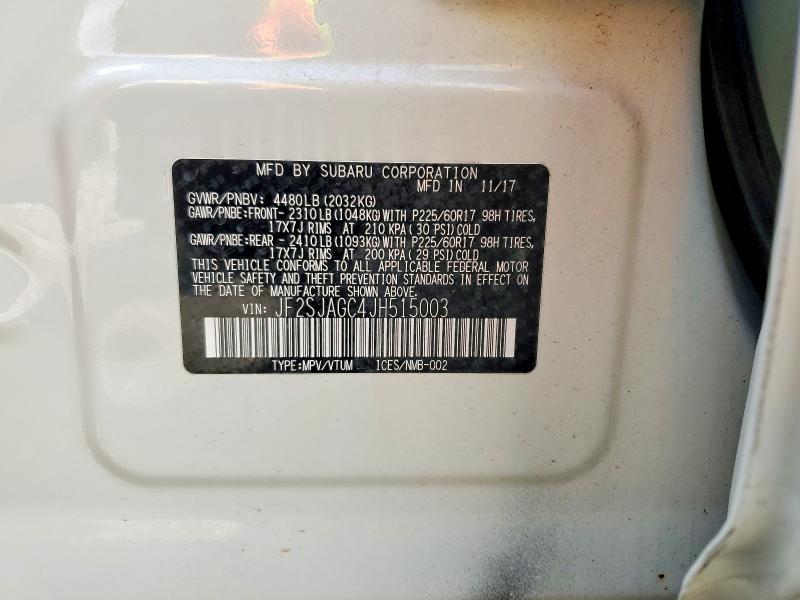 Продаж на аукціоні авто 2018 Subaru Forester, vin: JF2SJAGC4JH515003, номер лоту: 51041286