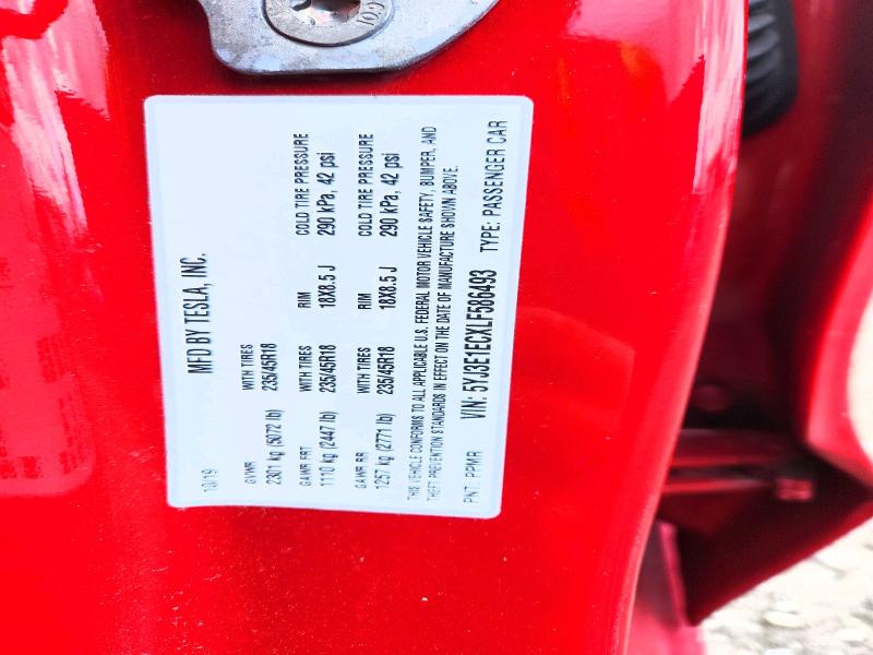 50238626 :رقم المزاد ، 5YJ3E1ECXLF586493 vin ، 2020 Tesla Model 3 مزاد بيع