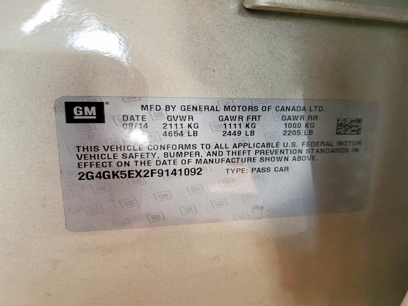 50155436 :رقم المزاد ، 2G4GK5EX2F9141092 vin ، 2015 Buick Regal مزاد بيع