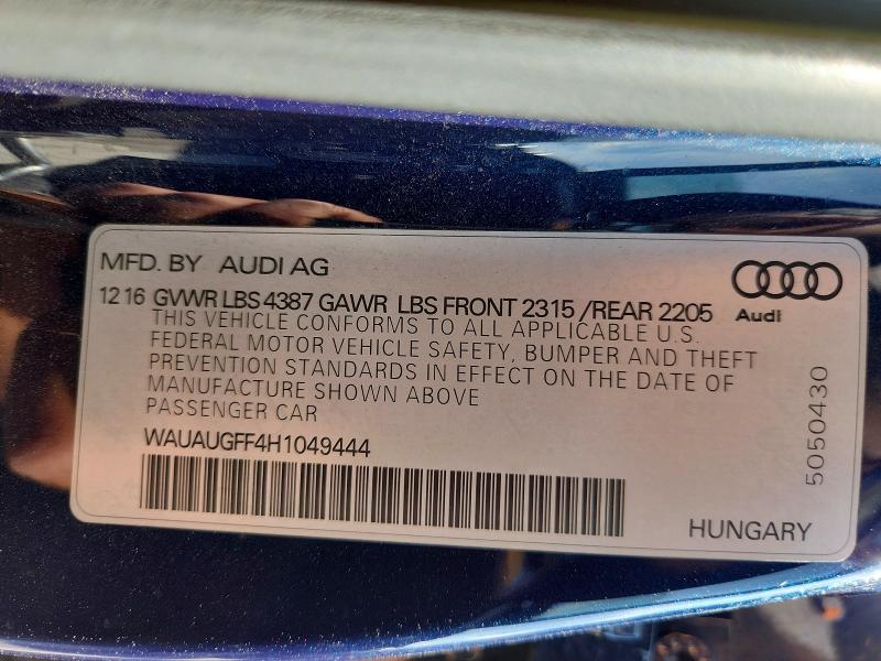Продаж на аукціоні авто 2017 Audi A3, vin: WAUAUGFF4H1049444, номер лоту: 48864386