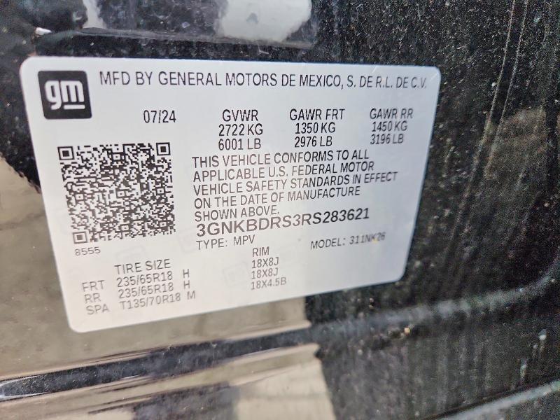 Aukcja sprzedaży 2024 Chevrolet Blazer, vin: 3GNKBDRS3RS283621, numer aukcji: 51015666
