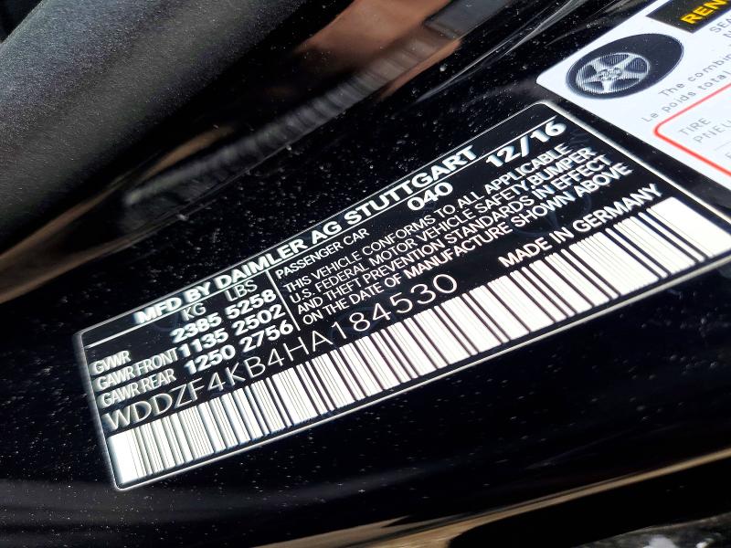 50306346 :رقم المزاد ، WDDZF4KB4HA184530 vin ، 2017 Mercedes-benz E مزاد بيع