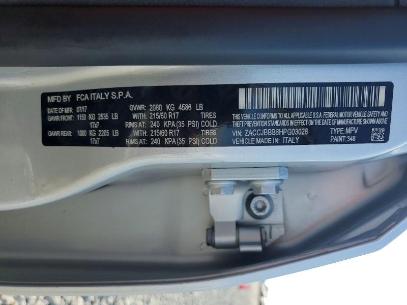 48961836 :رقم المزاد ، ZACCJBBB8HPG03028 vin ، 2017 Jeep Renegade مزاد بيع