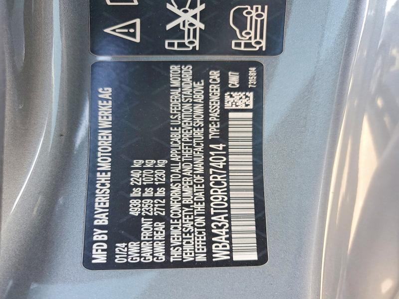 Продаж на аукціоні авто 2024 Bmw 430xi, vin: WBA43AT09RCR74014, номер лоту: 49250896