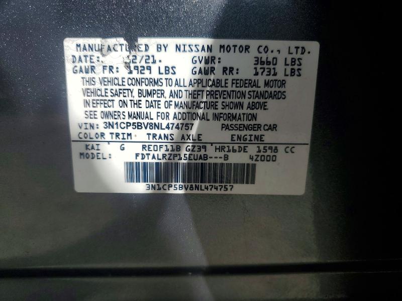 Продаж на аукціоні авто 2022 Nissan Kicks, vin: 3N1CP5BV8NL474757, номер лоту: 51341296