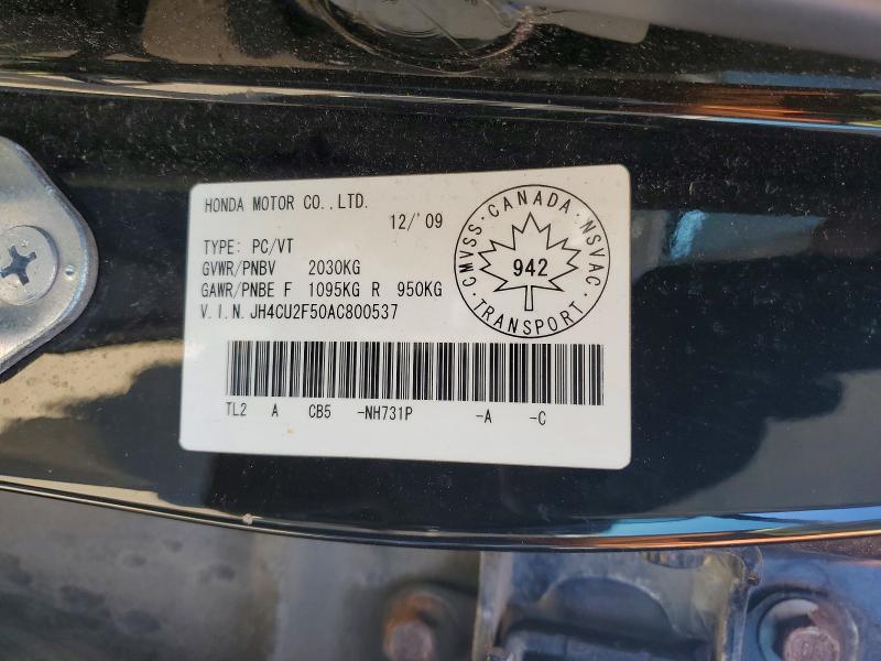 Auction sale of the 2010 Acura Tsx, vin: JH4CU2F50AC800537, lot number: 49590066