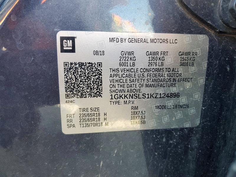 Aukcja sprzedaży 2019 Gmc Acadia, vin: 1GKKNSLS1KZ124896, numer aukcji: 50683336