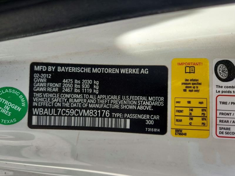 50643366 :رقم المزاد ، WBAUL7C59CVM83176 vin ، 2012 Bmw 128 مزاد بيع