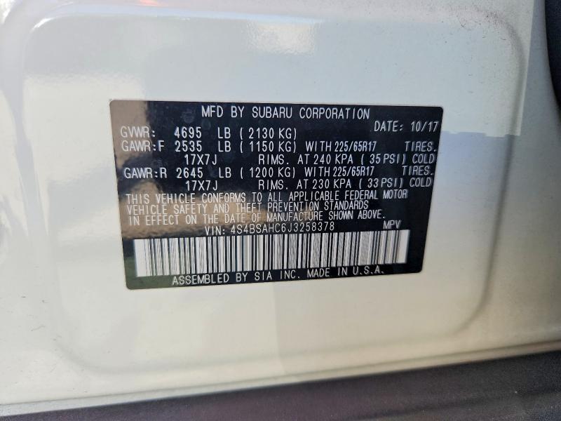 Aukcja sprzedaży 2018 Subaru Outback, vin: 4S4BSAHC6J3258378, numer aukcji: 50592066