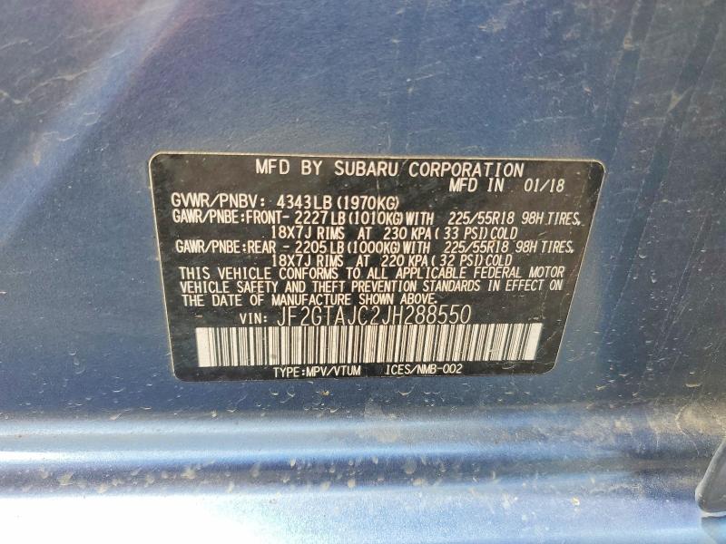 Aukcja sprzedaży 2018 Subaru Crosstrek, vin: JF2GTAJC2JH288550, numer aukcji: 50726436