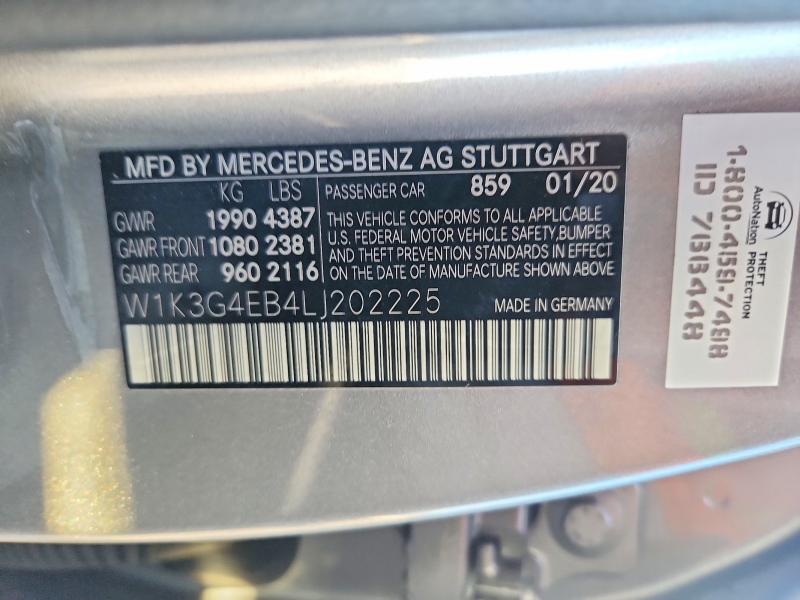 Aukcja sprzedaży 2020 Mercedes-benz A, vin: W1K3G4EB4LJ202225, numer aukcji: 50848436