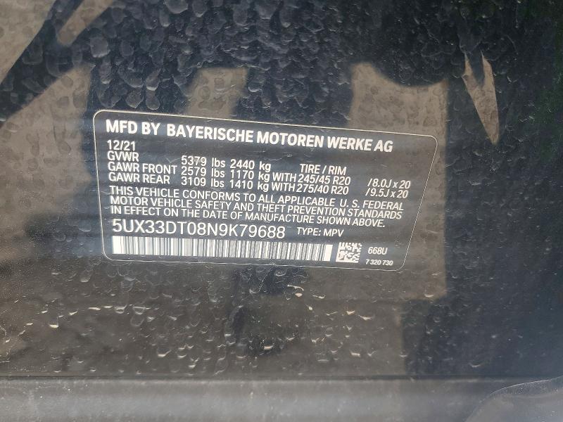 Продажа на аукционе авто 2022 Bmw X4, vin: 5UX33DT08N9K79688, номер лота: 51608076