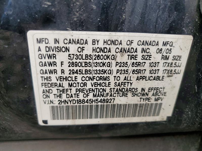 2005 Acura Mdx მანქანა იყიდება აუქციონზე, vin: 2HNYD18845H548927, აუქციონის ნომერი: 49259236