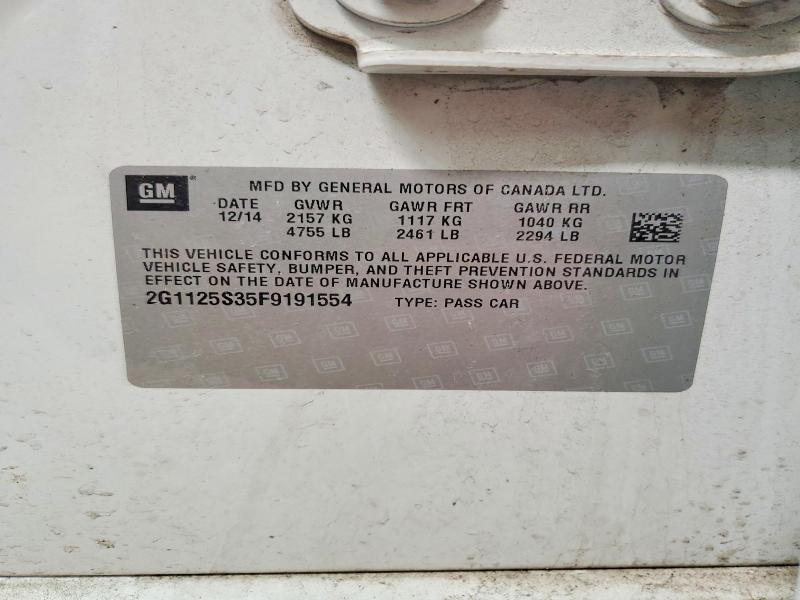 2015 Chev Impala მანქანა იყიდება აუქციონზე, vin: 2G1125S35F9191554, აუქციონის ნომერი: 50715496