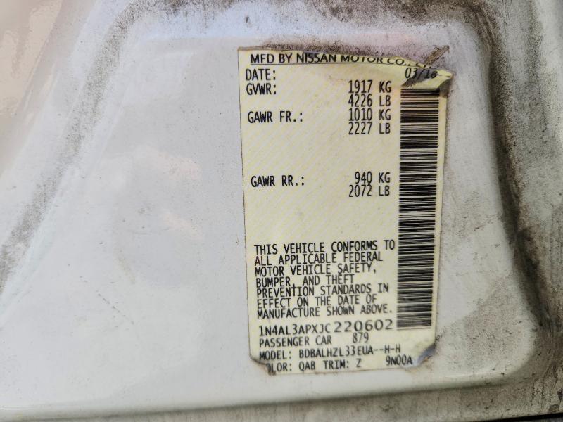 Aukcja sprzedaży 2018 Nissan Altima, vin: 1N4AL3APXJC220602, numer aukcji: 51010606