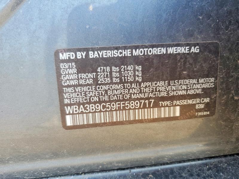 2015 Bmw 335 მანქანა იყიდება აუქციონზე, vin: WBA3B9C59FF589717, აუქციონის ნომერი: 47392416