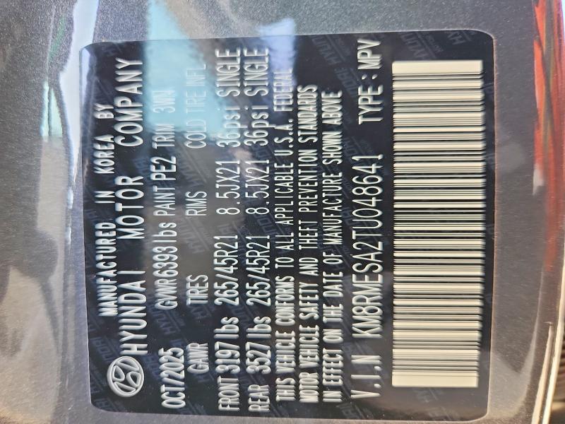 2026 Hyundai Palisade მანქანა იყიდება აუქციონზე, vin: KM8RMESA2TU048641, აუქციონის ნომერი: 49677286