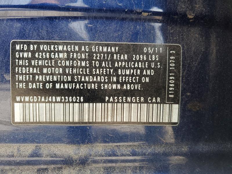 49820816 :رقم المزاد ، WVWGD7AJ4BW336026 vin ، 2011 Volkswagen Gti مزاد بيع