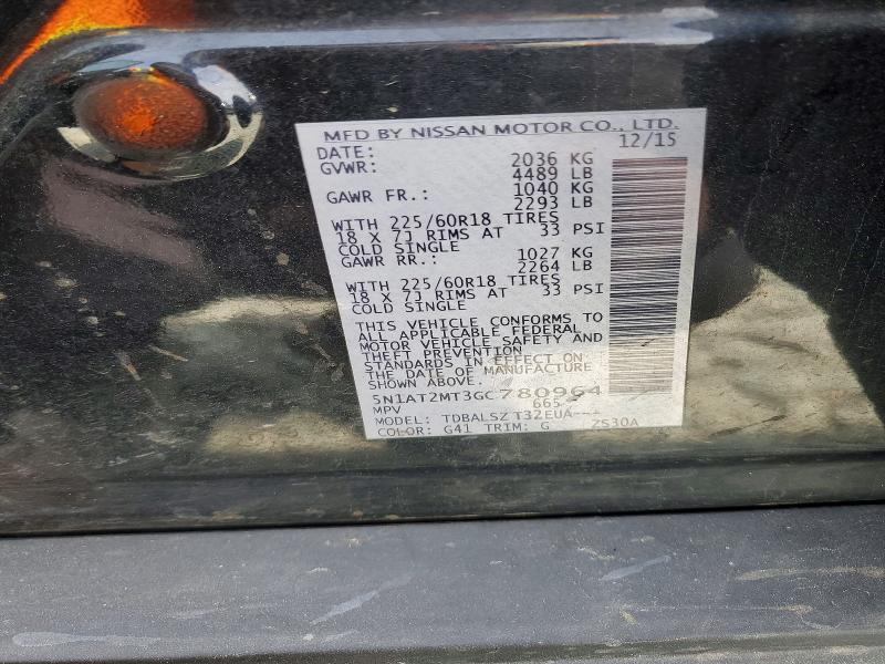 2016 Nissan Rogue მანქანა იყიდება აუქციონზე, vin: 5N1AT2MT3GC780964, აუქციონის ნომერი: 48731156