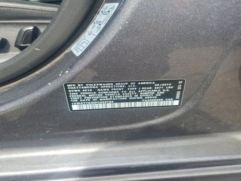50281546 :رقم المزاد ، 1VWAT7A32FC029789 vin ، 2015 Volkswagen Passat مزاد بيع