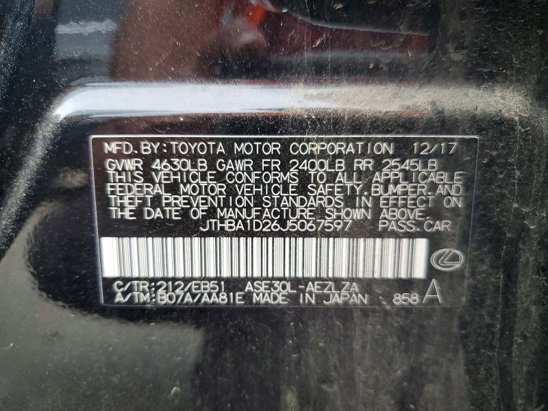 Aukcja sprzedaży 2018 Lexus Is 300, vin: JTHBA1D26J5067597, numer aukcji: 50508846