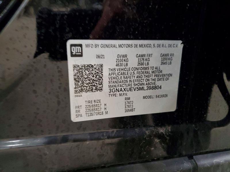 Продаж на аукціоні авто 2021 Chevrolet Equinox, vin: 3GNAXUEV5ML398804, номер лоту: 49897226