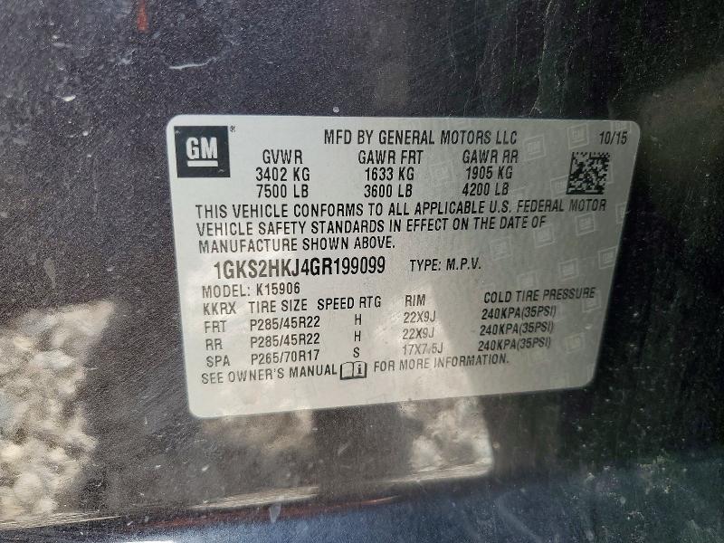 Продажа на аукционе авто 2016 Gmc Yukon Xl, vin: 1GKS2HKJ4GR199099, номер лота: 49919446