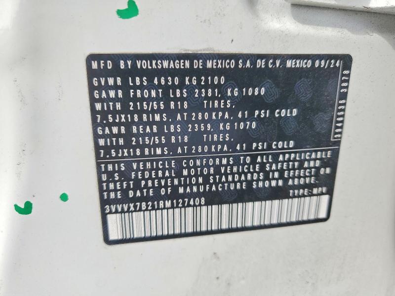 Aukcja sprzedaży 2024 Volkswagen Taos, vin: 3VVVX7B21RM127408, numer aukcji: 48928506