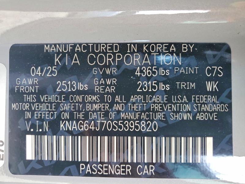 Aukcja sprzedaży 2025 Kia K5, vin: KNAG64J70S5395820, numer aukcji: 50427326