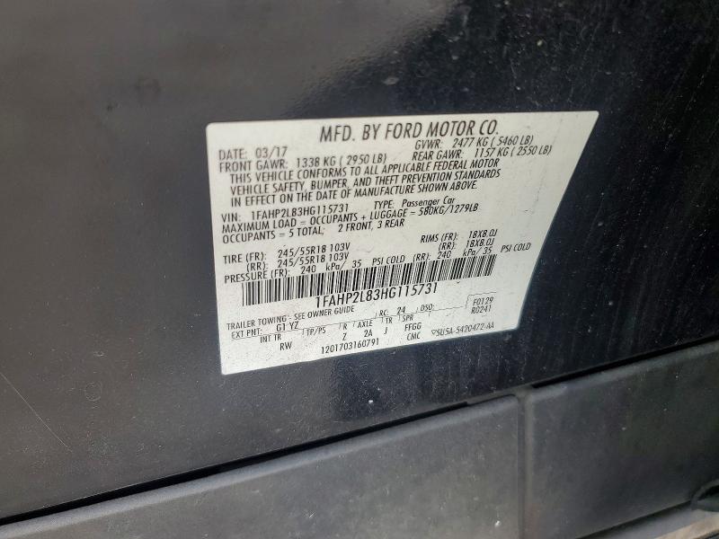 49803586 :رقم المزاد ، 1FAHP2L83HG115731 vin ، 2017 Ford Taurus مزاد بيع