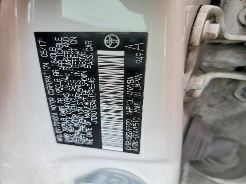 2017 Toyota Prius C მანქანა იყიდება აუქციონზე, vin: JTDKDTB3XH1598545, აუქციონის ნომერი: 51273716