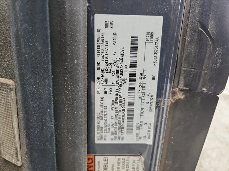 2020 Ford Transit მანქანა იყიდება აუქციონზე, vin: 1FTBR3X83LKB04633, აუქციონის ნომერი: 47213116