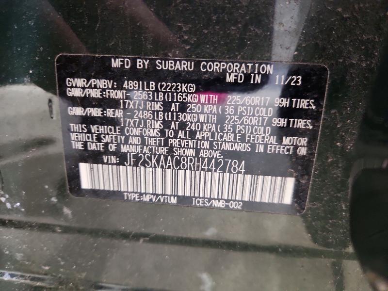 50942506 :رقم المزاد ، JF2SKAAC8RH442784 vin ، 2024 Subaru Forester مزاد بيع