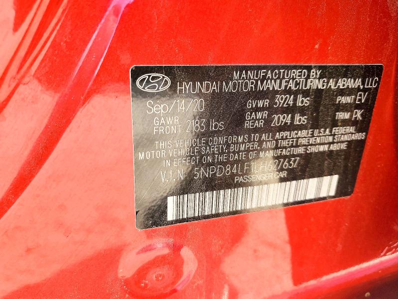 2020 Hyundai Elantra მანქანა იყიდება აუქციონზე, vin: 5NPD84LF1LH627637, აუქციონის ნომერი: 49655556