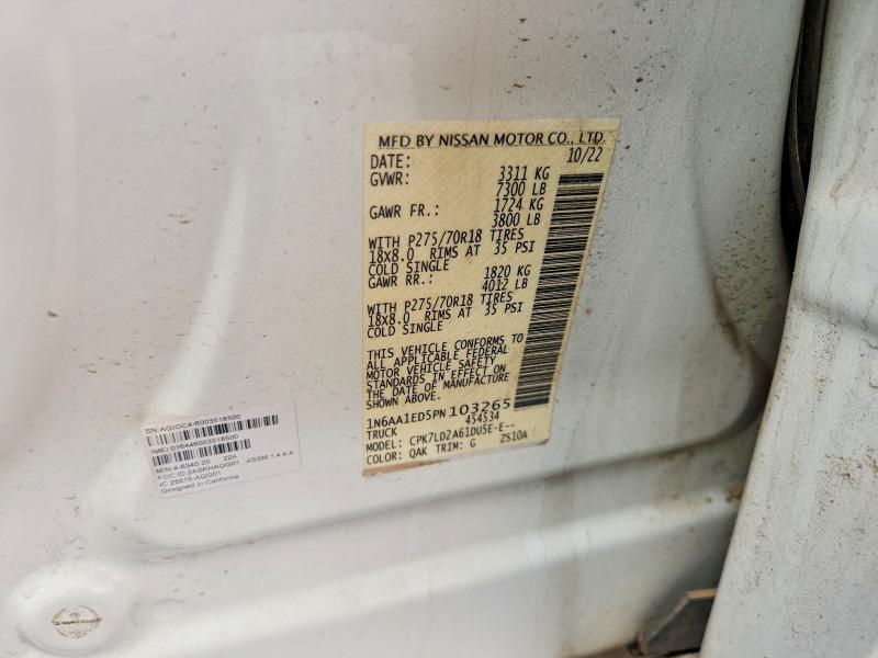 Aukcja sprzedaży 2023 Nissan Titan, vin: 1N6AA1ED5PN103265, numer aukcji: 49502956