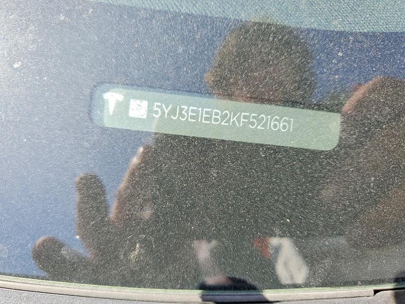 47560186 :رقم المزاد ، 5YJ3E1EB2KF521661 vin ، 2019 Tesla Model 3 مزاد بيع