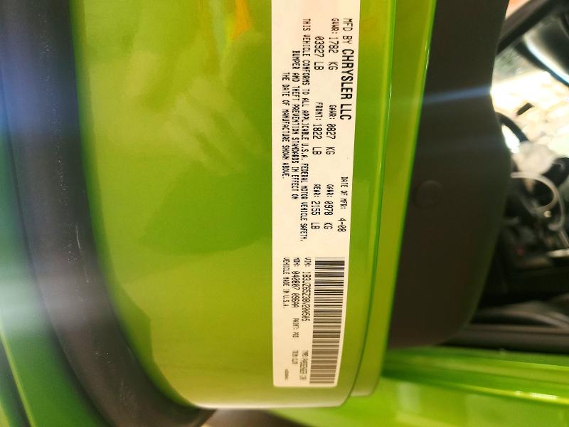 2008 Dodge Viper მანქანა იყიდება აუქციონზე, vin: 1B3JZ65Z38V200505, აუქციონის ნომერი: 48491336