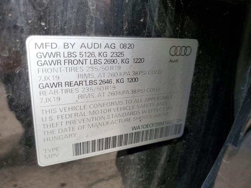 49337966 :رقم المزاد ، WA1DECF39M1007724 vin ، 2021 Audi Q3 مزاد بيع