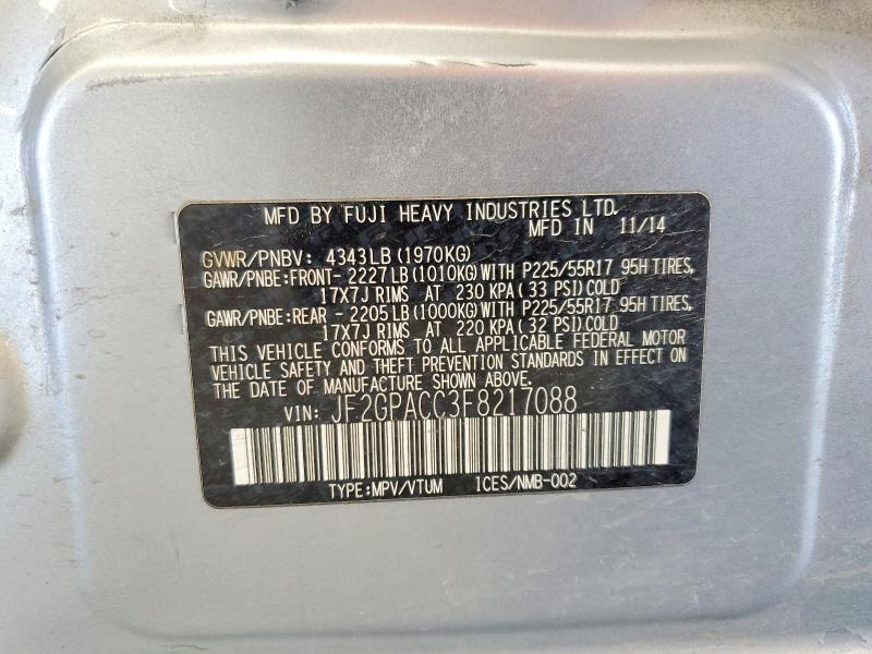 52025046 :رقم المزاد ، JF2GPACC3F8217088 vin ، 2015 Subaru Xv Crosstrek مزاد بيع
