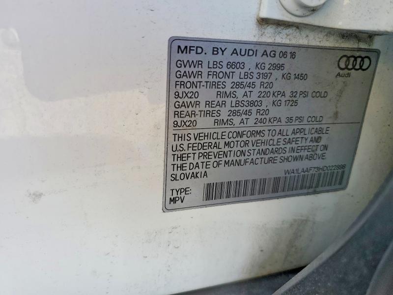 Продаж на аукціоні авто 2017 Audi Q7, vin: WA1LAAF73HD022898, номер лоту: 48602896