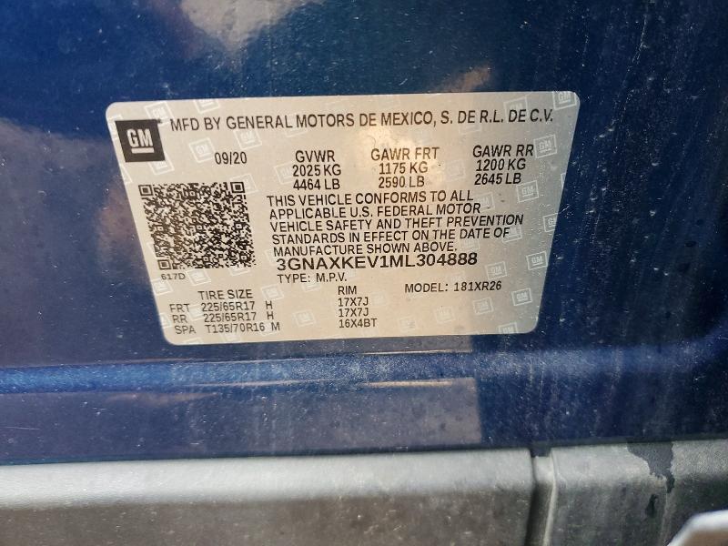 51471626 :رقم المزاد ، 3GNAXKEV1ML304888 vin ، 2021 Chevrolet Equinox مزاد بيع