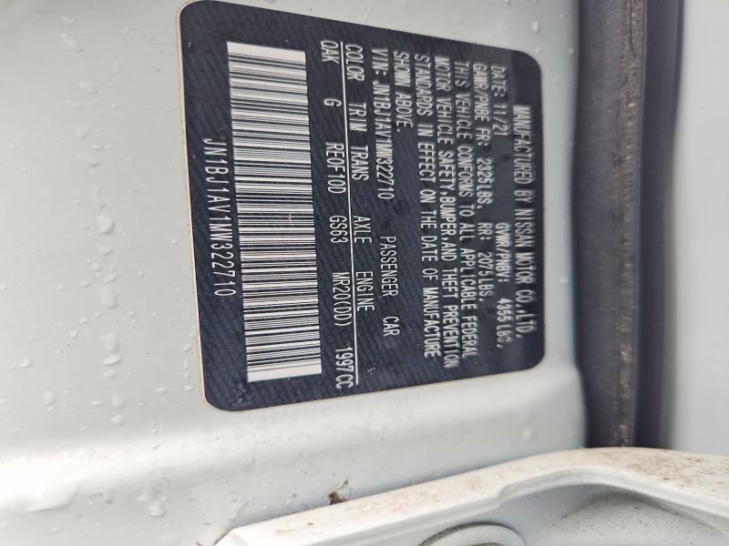 2021 Nissan Rogue Sport მანქანა იყიდება აუქციონზე, vin: JN1BJ1AV1MW322710, აუქციონის ნომერი: 51702026