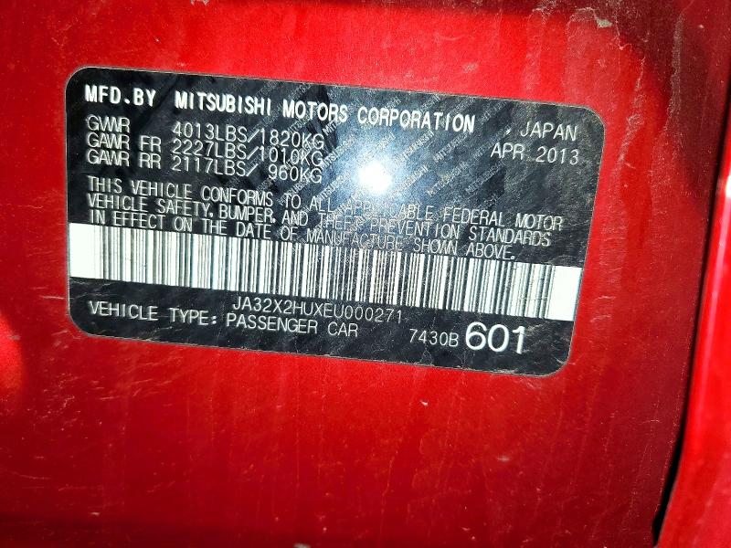 Aukcja sprzedaży 2014 Mitsubishi Lancer, vin: JA32X2HUXEU000271, numer aukcji: 49892906