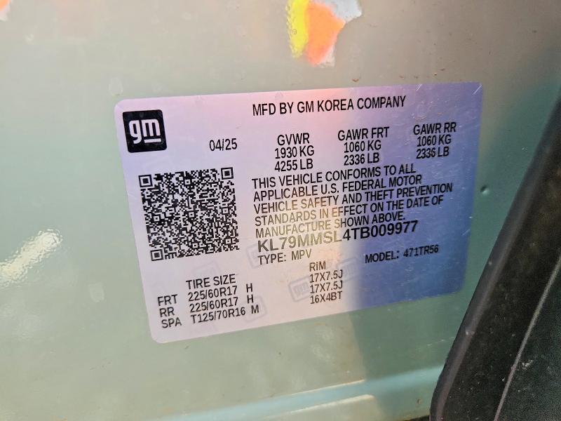 48831136 :رقم المزاد ، KL79MMSL4TB009977 vin ، 2026 Chevrolet Trailblazer مزاد بيع