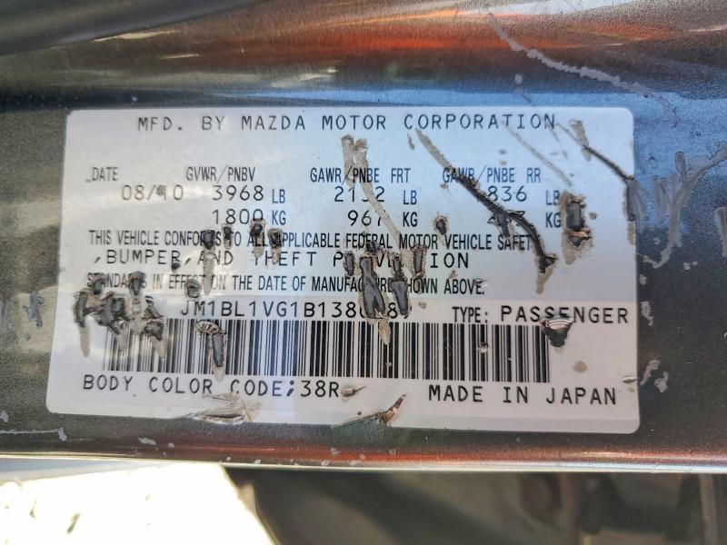 48865846 :رقم المزاد ، JM1BL1VG1B1380989 vin ، 2011 Mazda Uk مزاد بيع