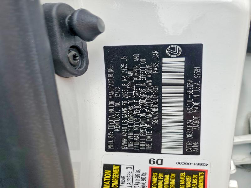 Продаж на аукціоні авто 2024 Lexus Es, vin: 58AJZ1B10RU171802, номер лоту: 51941996