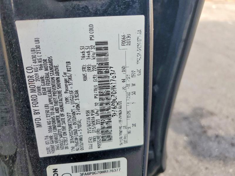 Aukcja sprzedaży 2017 Ford Fusion, vin: 3FA6P0G70HR176377, numer aukcji: 49472846