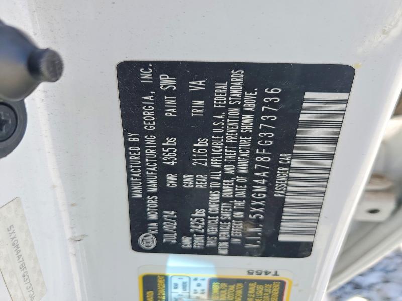 Auction sale of the 2015 Kia Optima, vin: 5XXGM4A78FG373736, lot number: 49245996