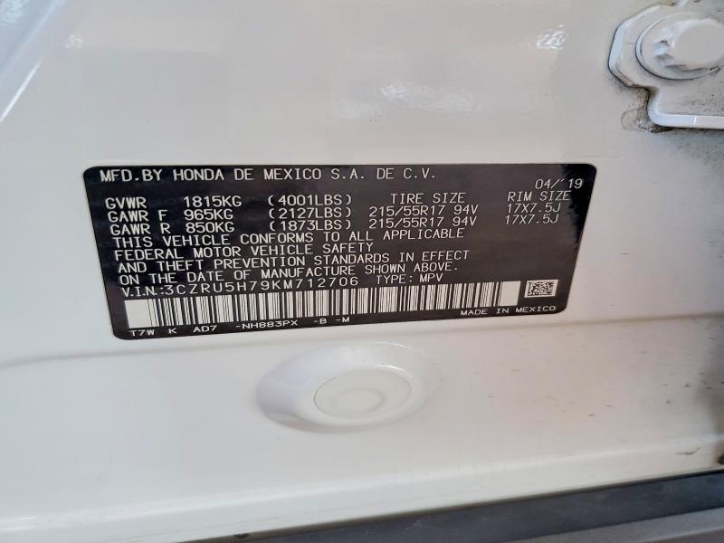 50229276 :رقم المزاد ، 3CZRU5H79KM712706 vin ، 2019 Honda Hr-v مزاد بيع