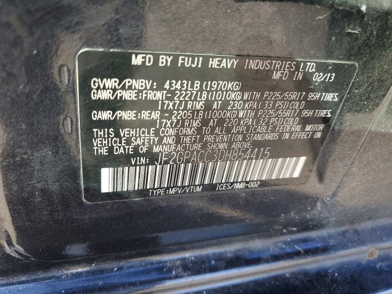 Продаж на аукціоні авто 2013 Subaru Xv Crosstrek, vin: JF2GPACC3DH854415, номер лоту: 51515256